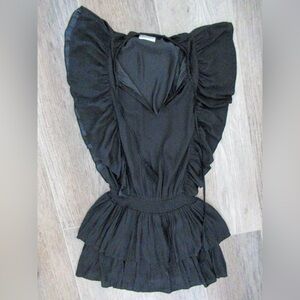 Vestique Black Ruffled Mini Dress